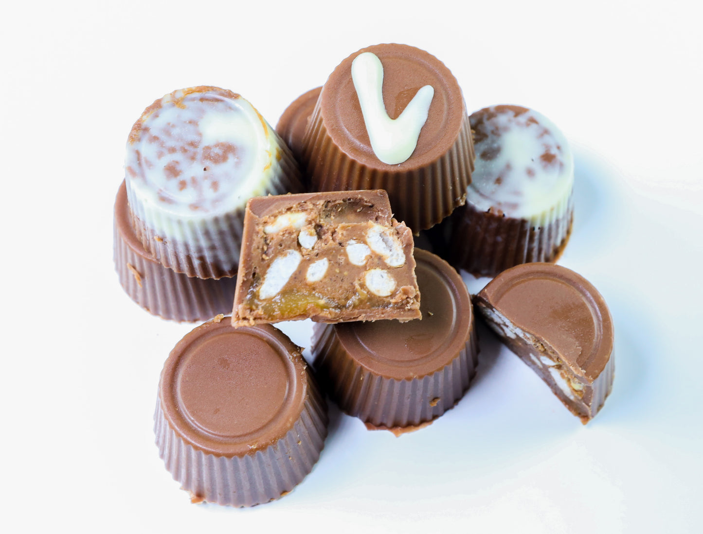 Bonbon Praline-Karamel en gepofte rijst (per 10 stuks)